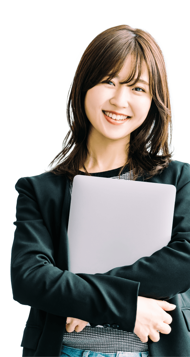PCを抱えた女性